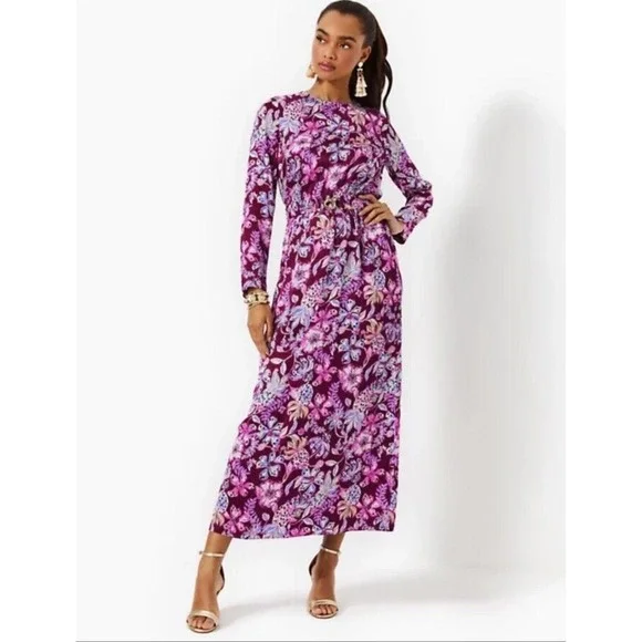 chinese dress ladies PRESLIE LONG SLEEVE MESH MIDI DRESS, FIDDLE LEAF GREEN – Palm Place main image 0